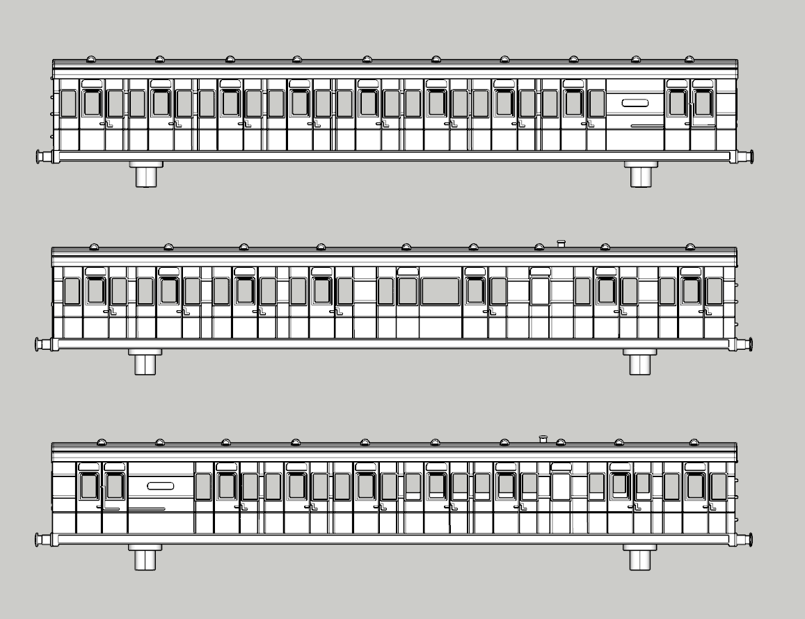 (image for) (N) SECR Birdcage Trio-C Steel Panelled 3 Coach Bundle - Set 600